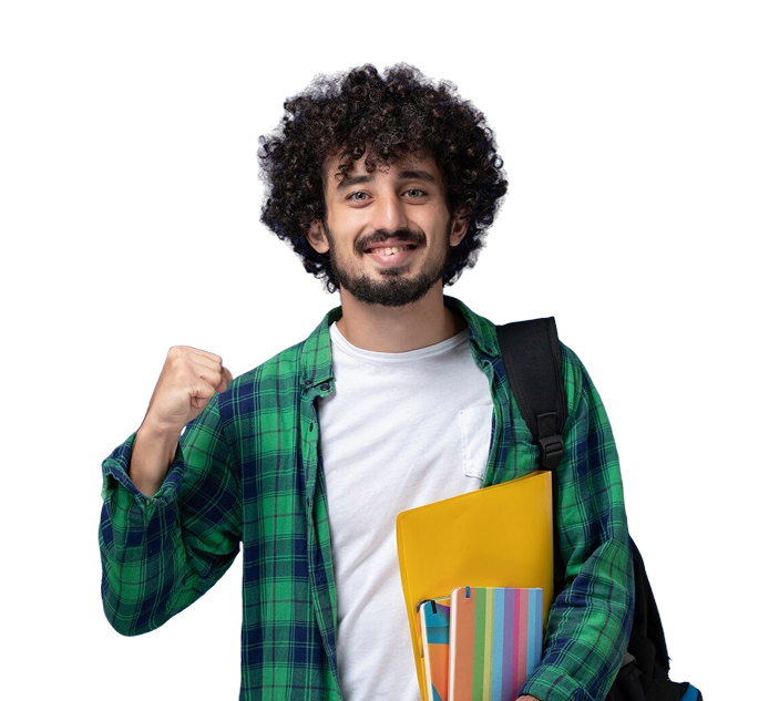 E-Learning student holding books - Expert Squad